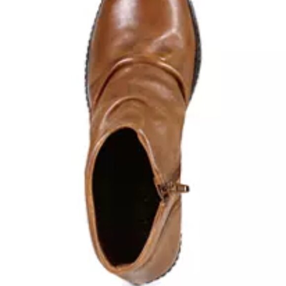 NEW DIBA TRUE Leather Nift Tee Wedge Booties whiskey for women 462tn - Picture 4 of 5